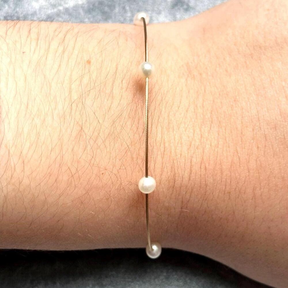 vintage 14k solid gold pearl bracelet